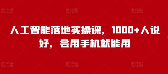 人工智能落地实操课，1000+人说好，会用手机就能用[2.49 GB]